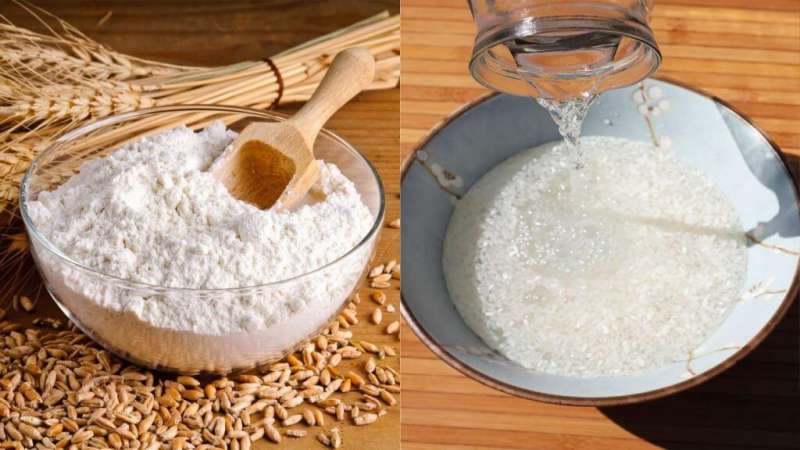 Làm trắng da với nước vo gạo và bột mì
