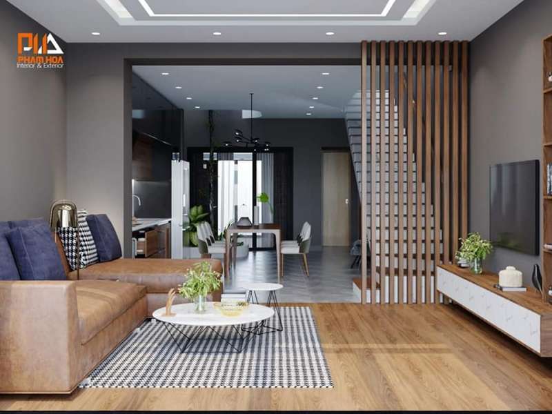 Mẫu phòng khách được thực hiện bởi Công ty thiết kế nội thất Quảng Ngãi - Phạm Hoà Decor