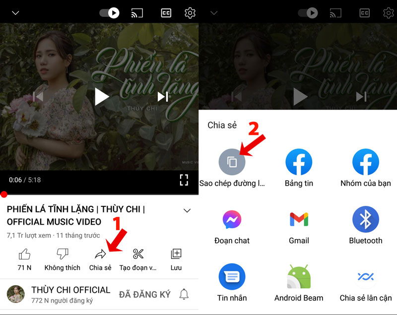 Cách sao chép link liên kết video muốn tải về trên Youtube