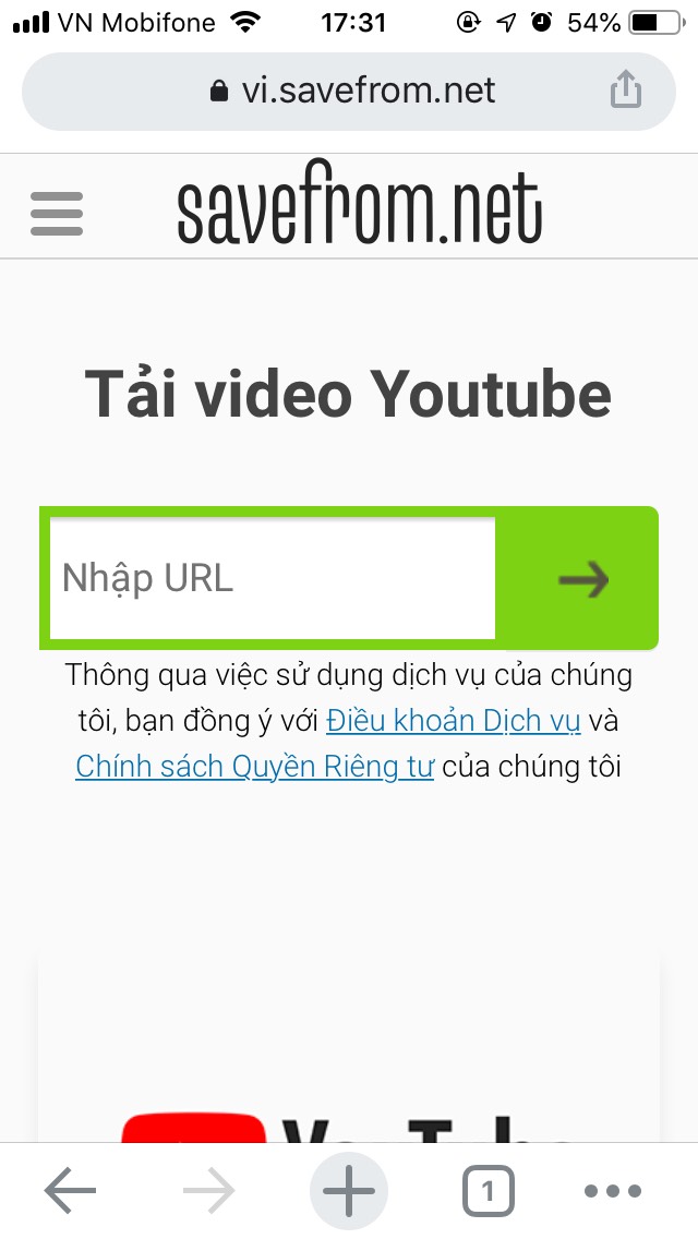 Bạn hãy Paste link Youtube muốn tải về vào ô Nhập URL