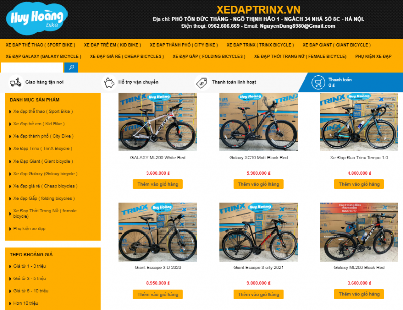 Website bán hàng chính thức của Huy Hoàng Bike